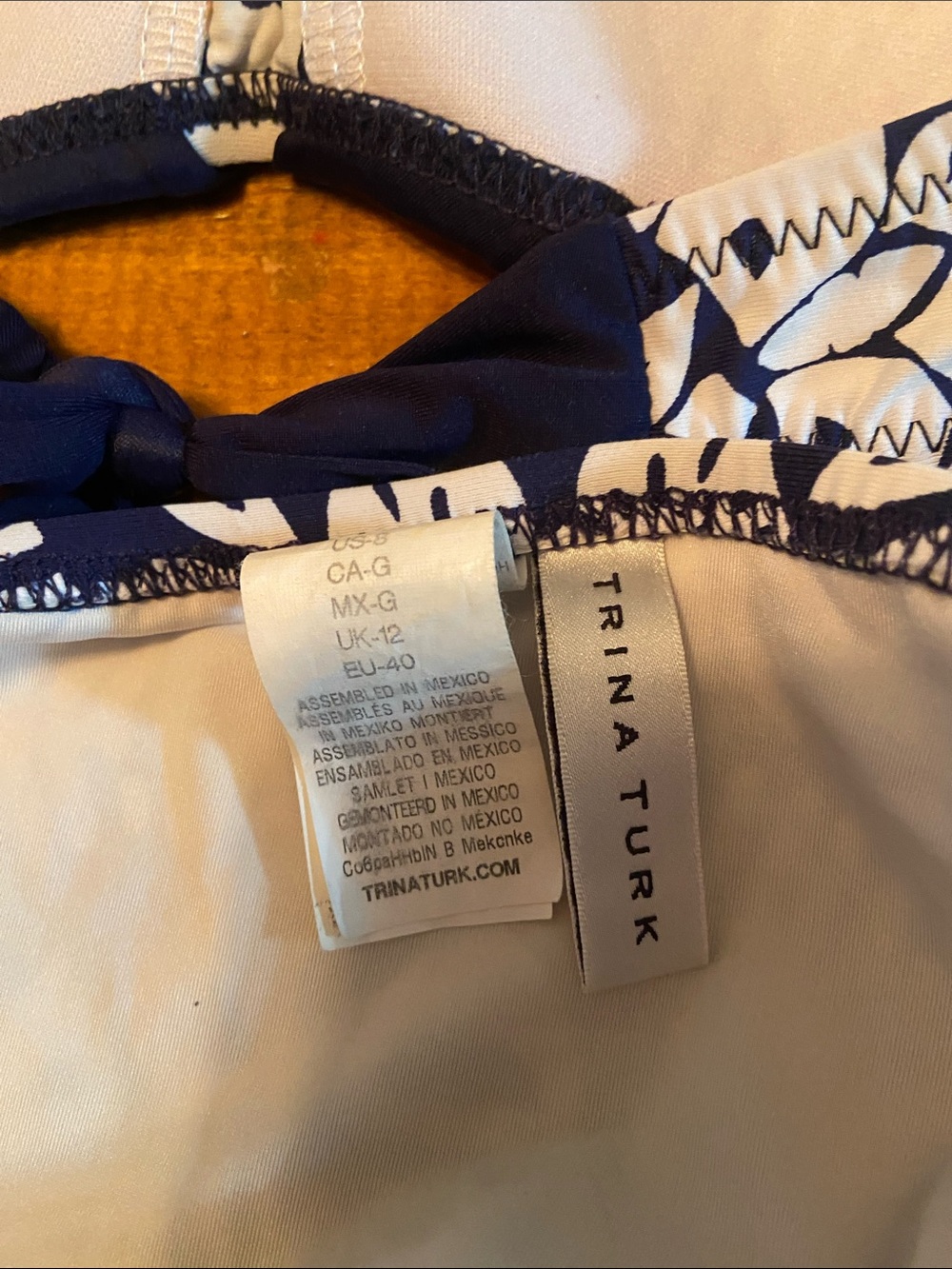Trina Turk Navy & White Printed Bandeau Bikini Set - Picture 6 of 7